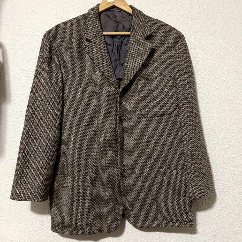 Ermenegildo Zegna cashmere Herringbone Blazer‎ Sport Three Button Brown Mens 50R